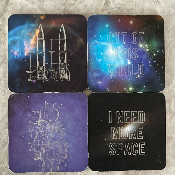 Space Wine / Beer Coasters Set of 4 - Picture 1 of 6